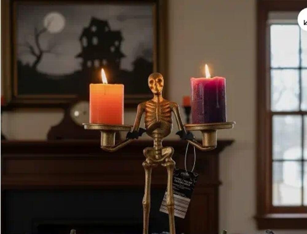 Halloween Metal Skeleton Candelabra Candle Holder Home Decor